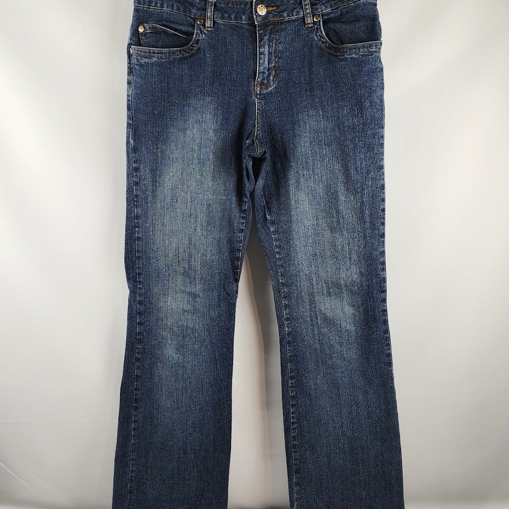 Cabi Jeans Womens 10 Contemporary Fit Bootcut Flare Dark Wash Blue (32x32)